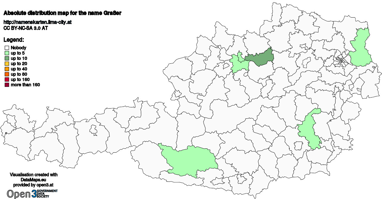 Absolute Distribution maps for surname Graßer