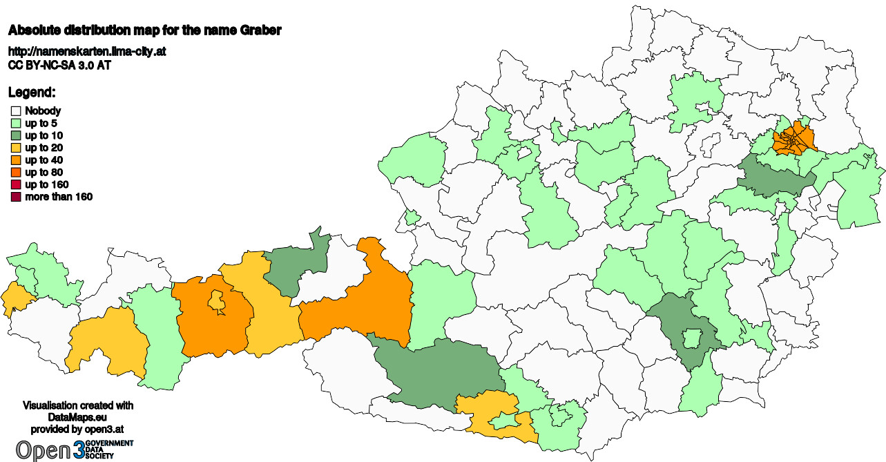 Absolute Distribution maps for surname Graber