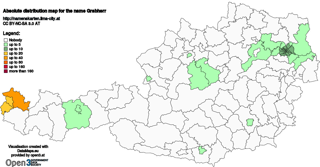 Absolute Distribution maps for surname Grabherr