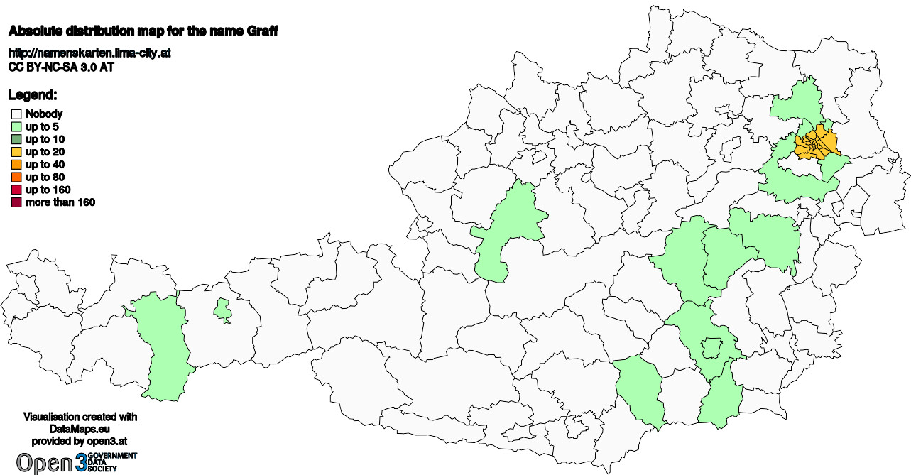 Absolute Distribution maps for surname Graff