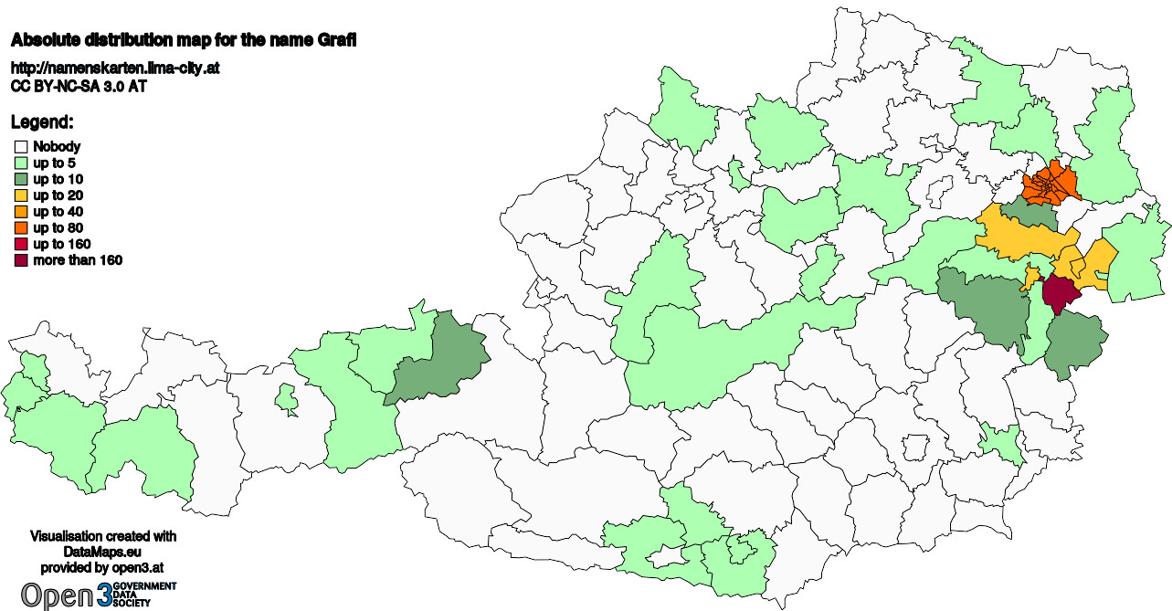 Absolute Distribution maps for surname Grafl