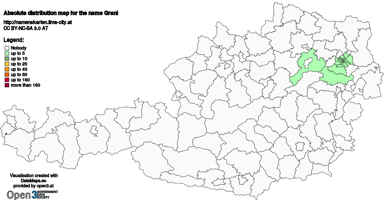 Absolute Distribution maps for surname Granl