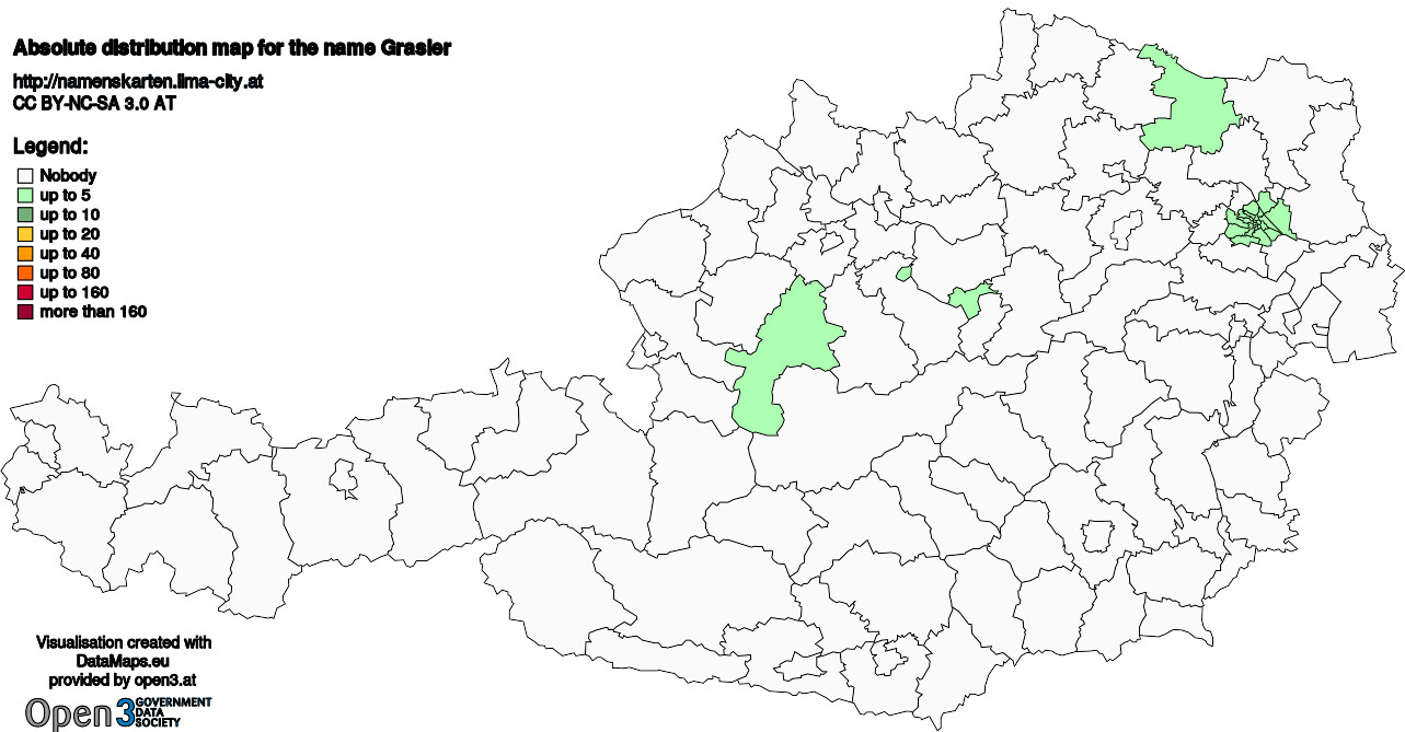 Absolute Distribution maps for surname Grasler