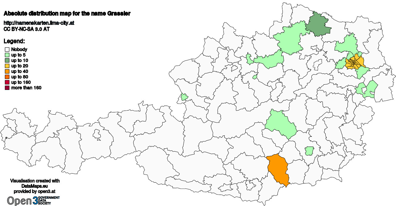 Absolute Distribution maps for surname Grassler