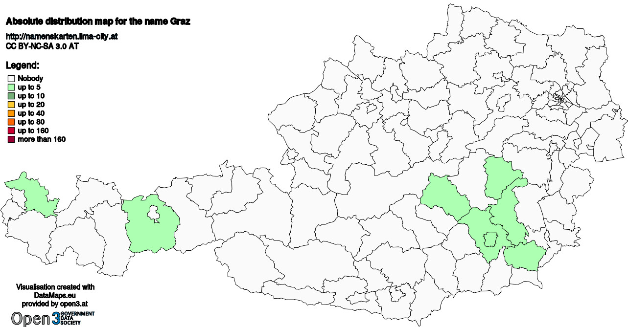 Absolute Distribution maps for surname Graz