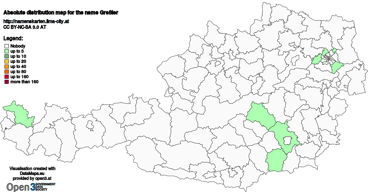 Absolute Distribution maps for surname Greßler