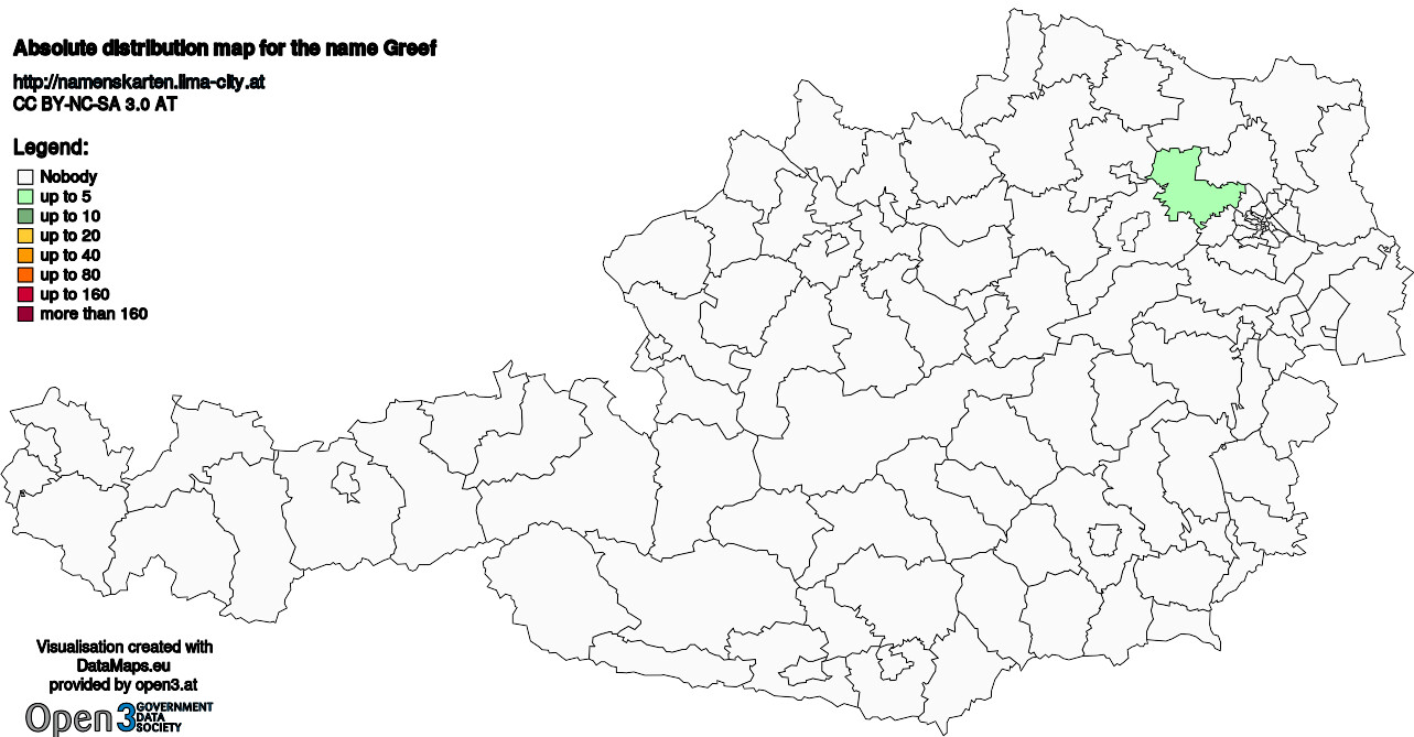 Absolute Distribution maps for surname Greef