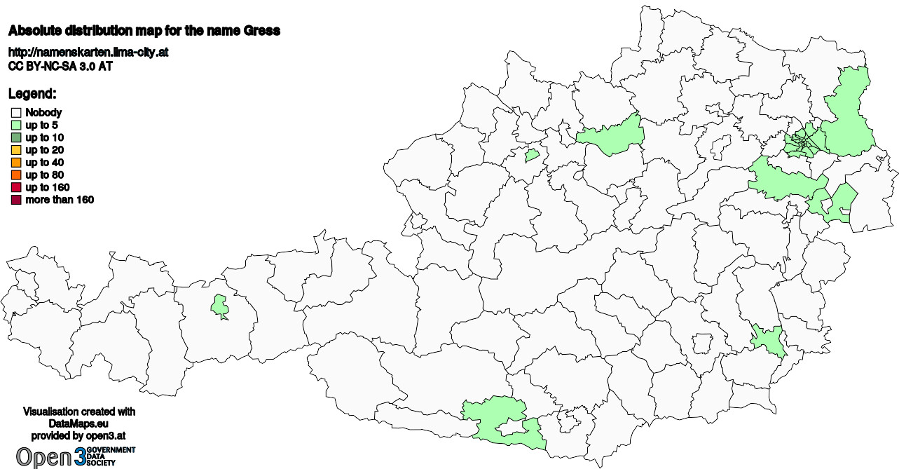 Absolute Distribution maps for surname Gress