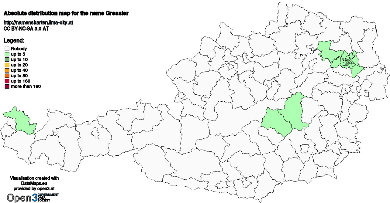 Absolute Distribution maps for surname Gressler