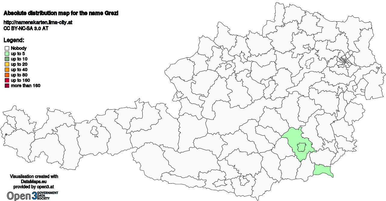 Absolute Distribution maps for surname Grezl