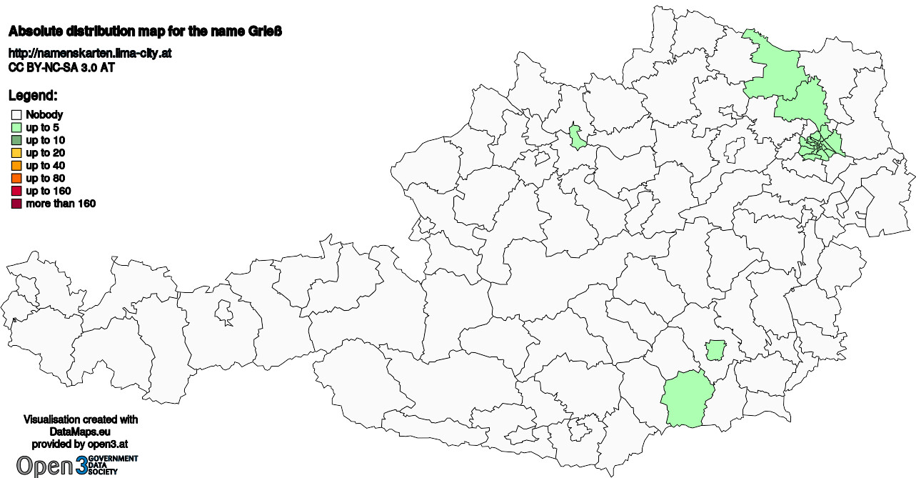 Absolute Distribution maps for surname Grieß