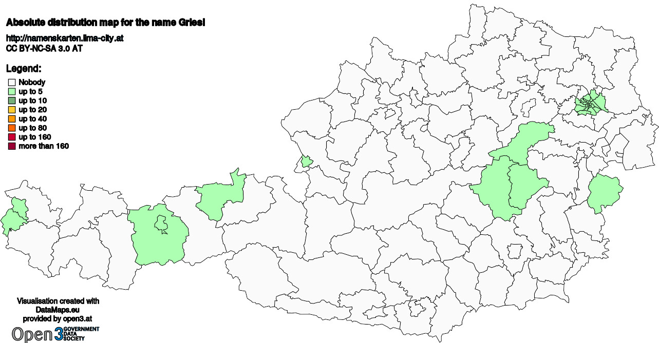 Absolute Distribution maps for surname Griesl