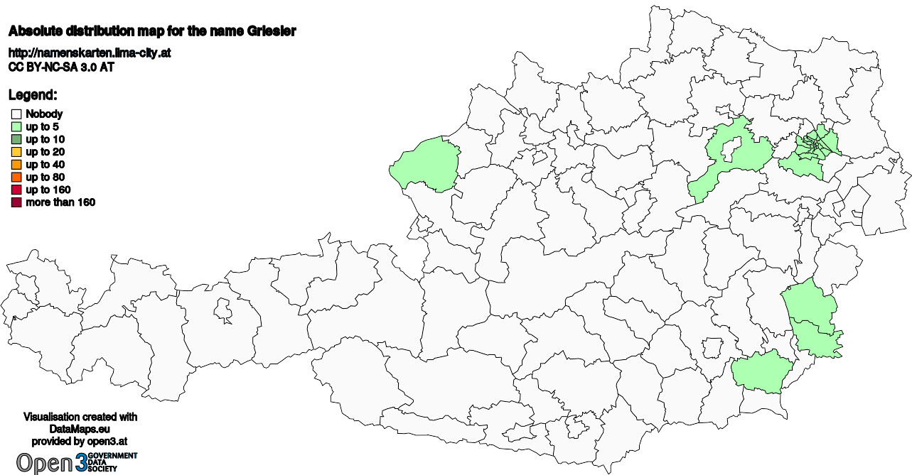 Absolute Distribution maps for surname Griesler