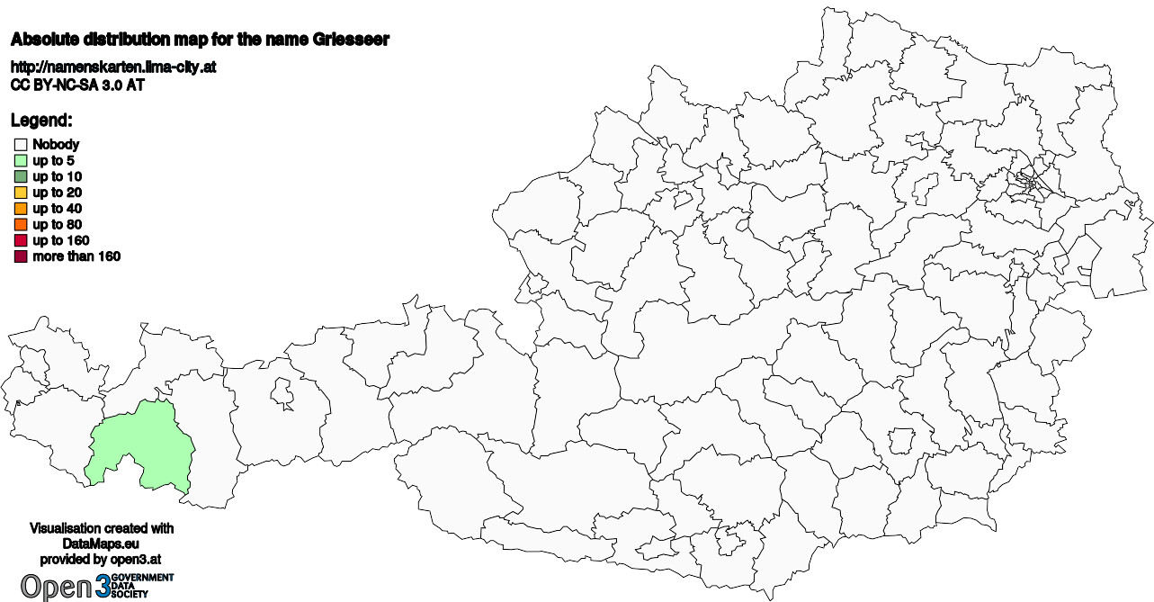 Absolute Distribution maps for surname Griesseer