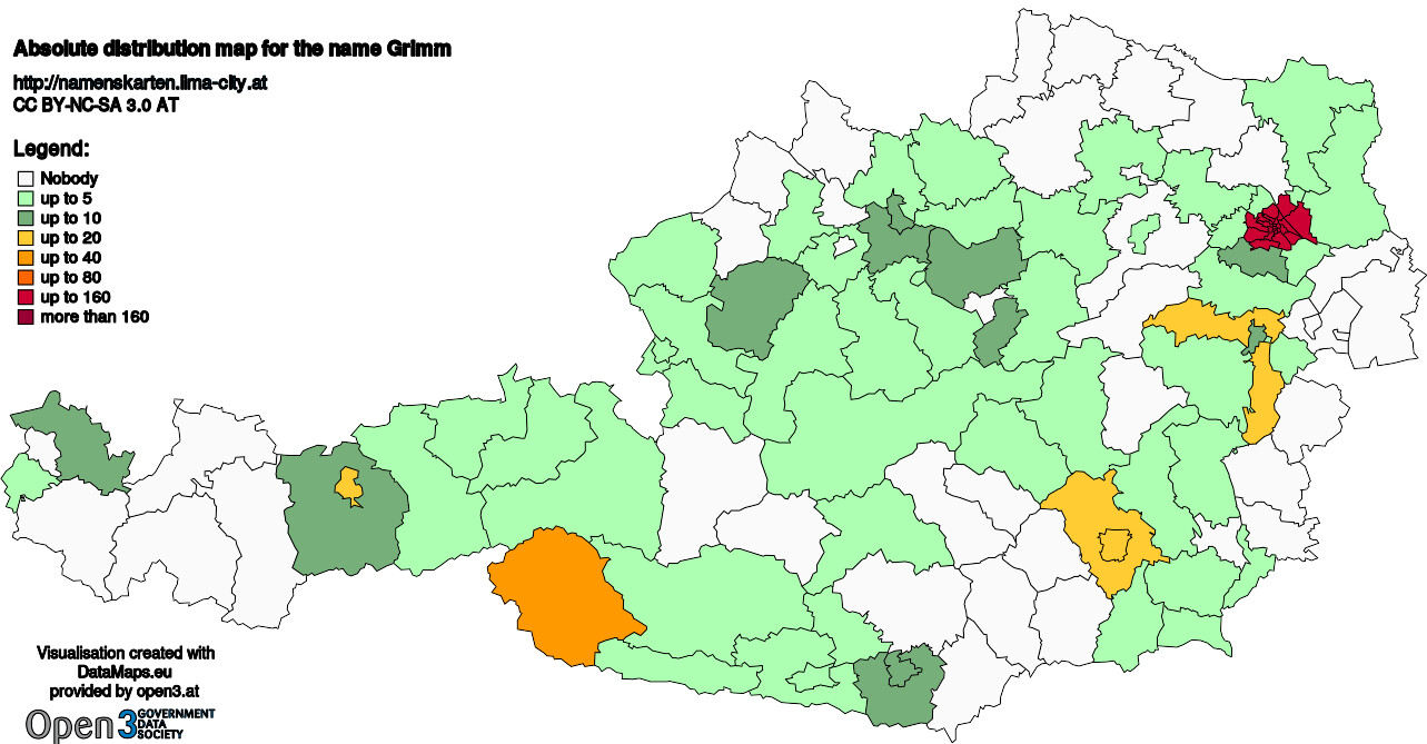 Absolute Distribution maps for surname Grimm