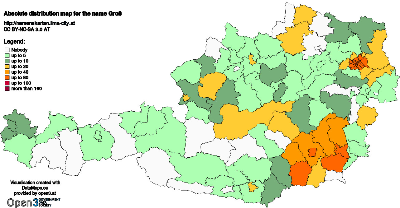 Absolute Distribution maps for surname Groß