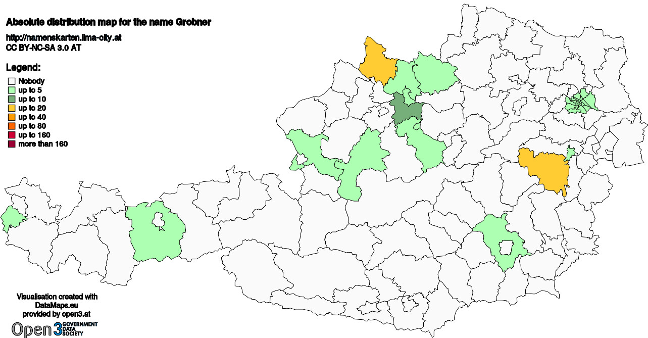 Absolute Distribution maps for surname Grobner