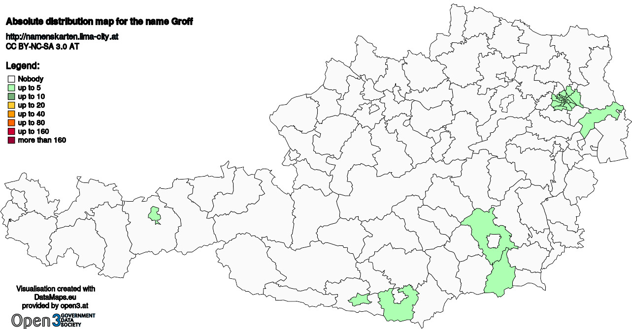 Absolute Distribution maps for surname Groff