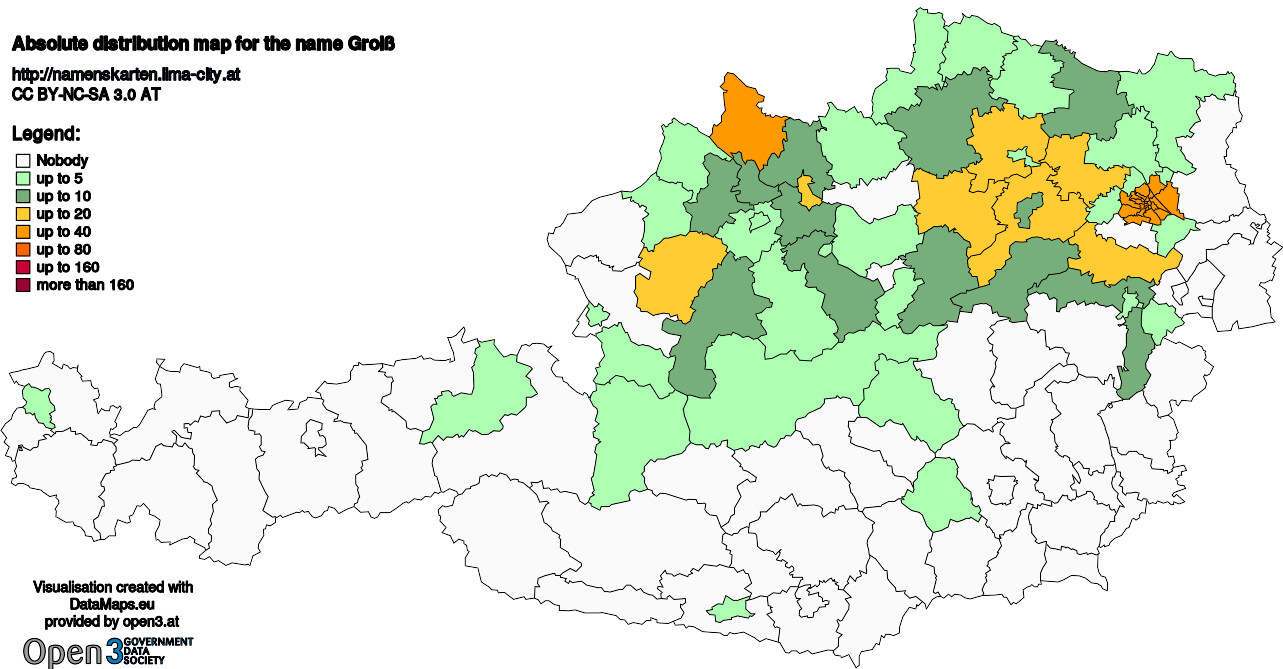 Absolute Distribution maps for surname Groiß