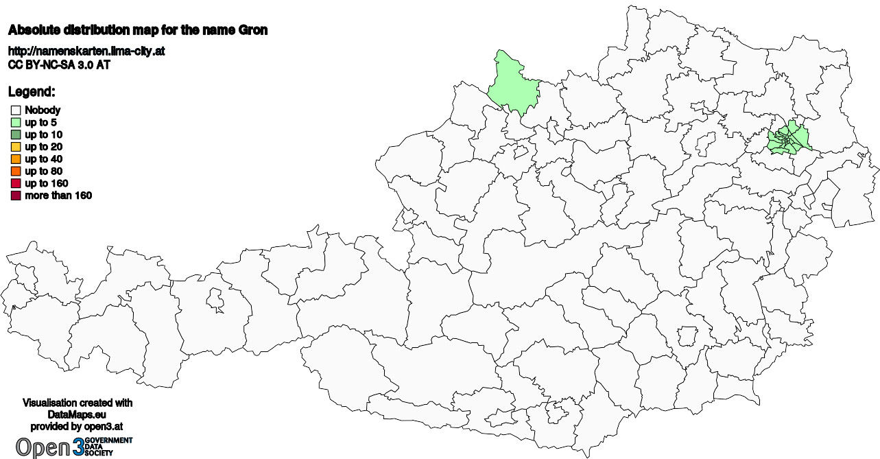 Absolute Distribution maps for surname Gron