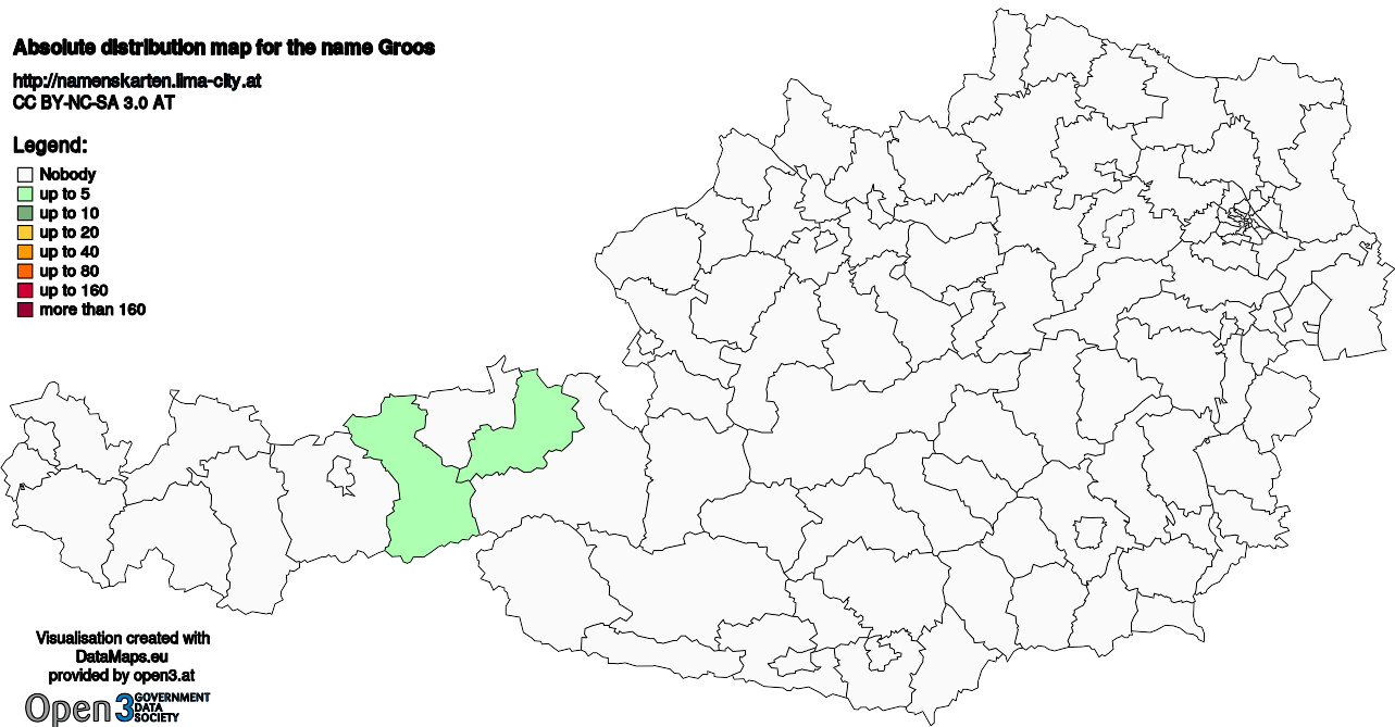 Absolute Distribution maps for surname Groos