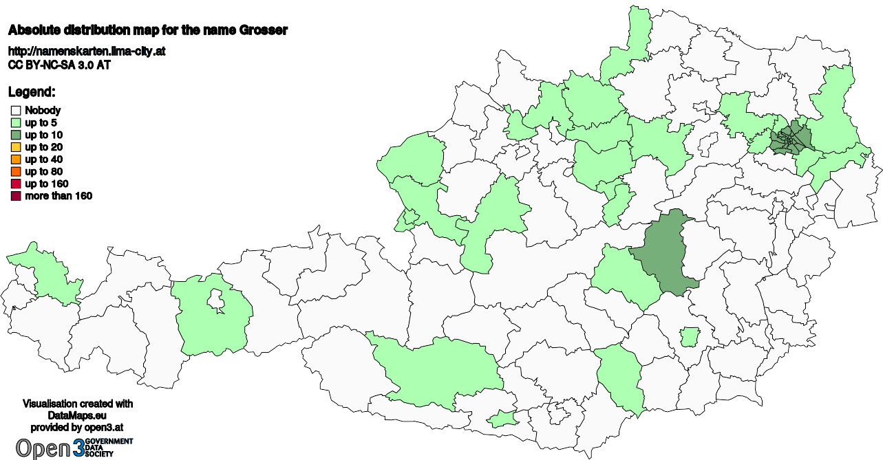 Absolute Distribution maps for surname Grosser