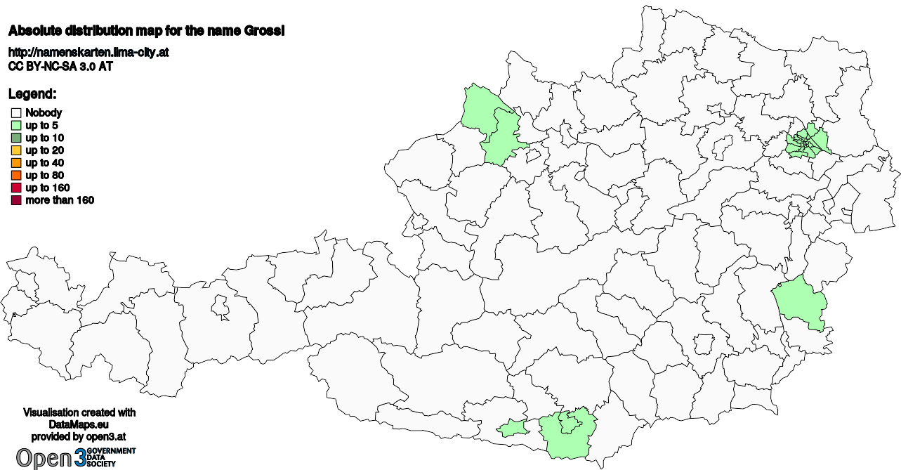 Absolute Distribution maps for surname Grossl