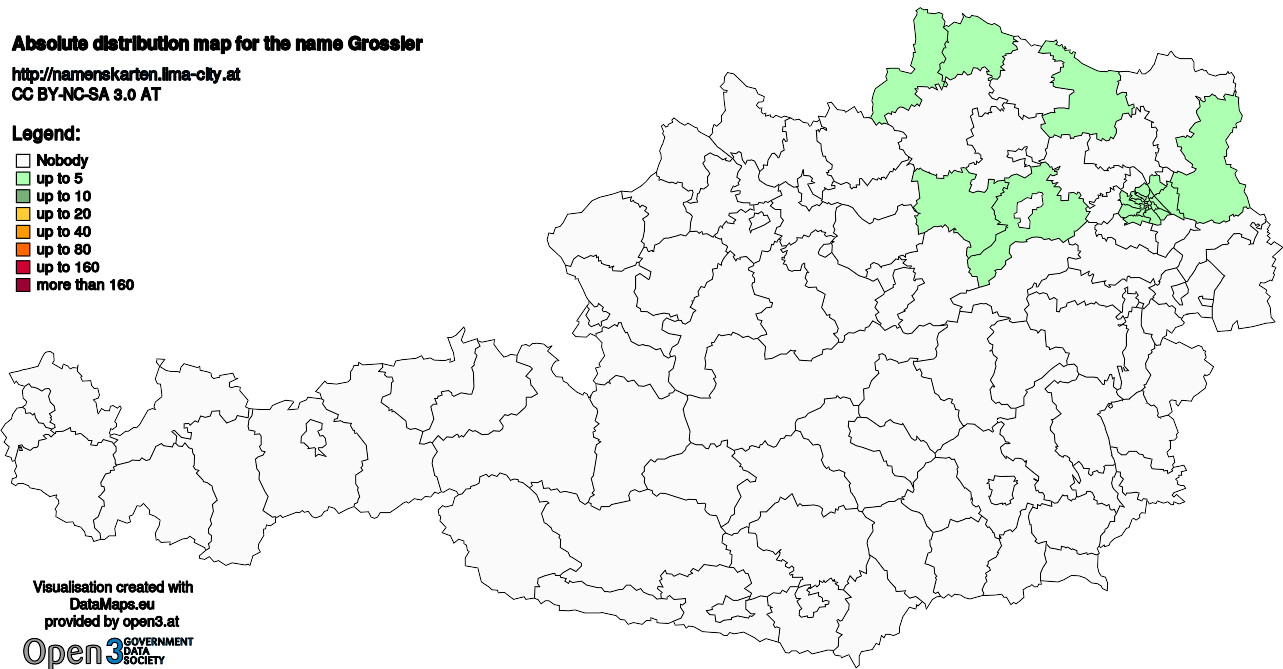 Absolute Distribution maps for surname Grossler