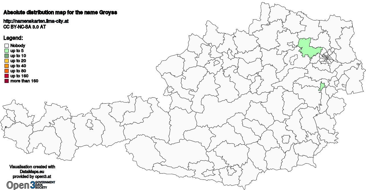 Absolute Distribution maps for surname Groyss