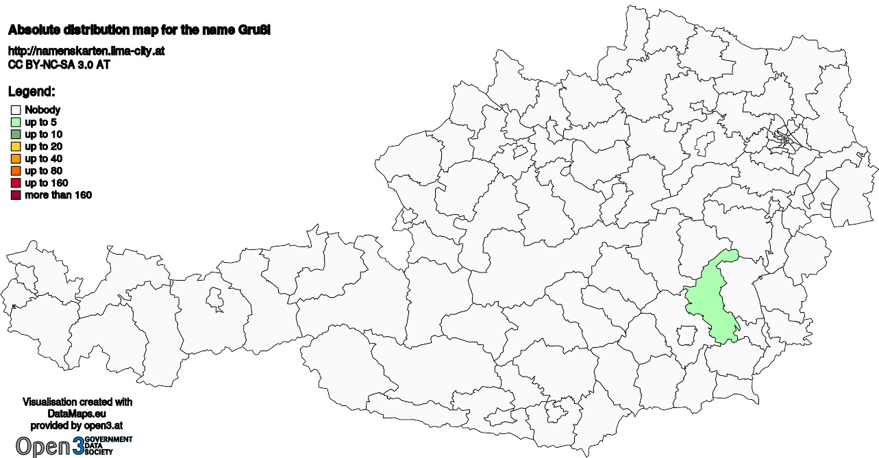 Absolute Distribution maps for surname Grußl