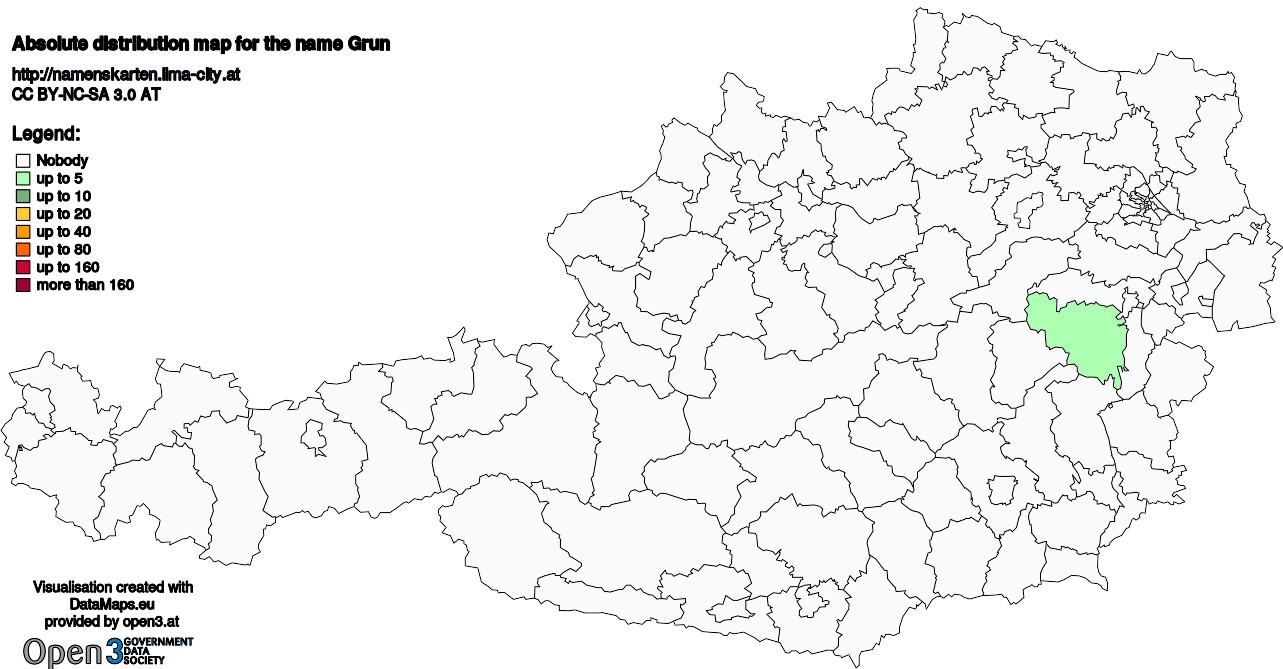 Absolute Distribution maps for surname Grun