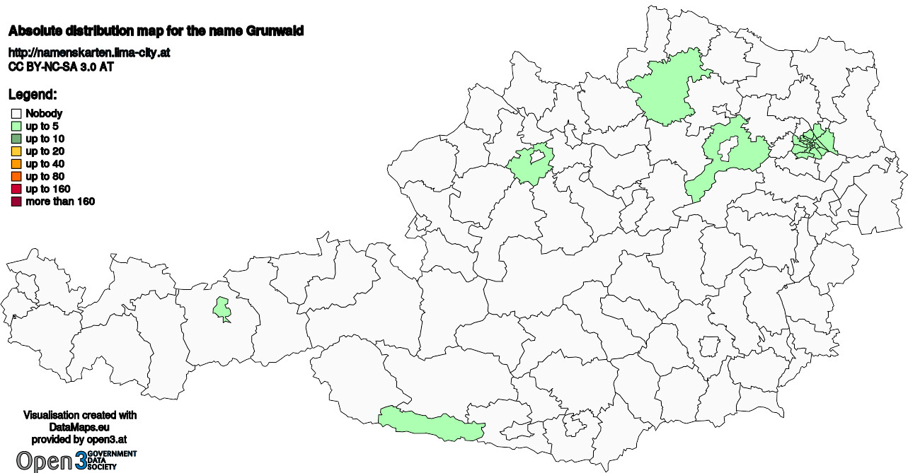 Absolute Distribution maps for surname Grunwald