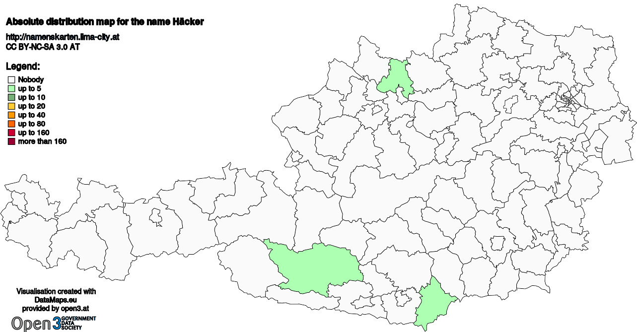 Absolute Distribution maps for surname Häcker