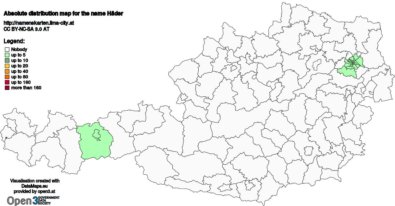 Absolute Distribution maps for surname Häder