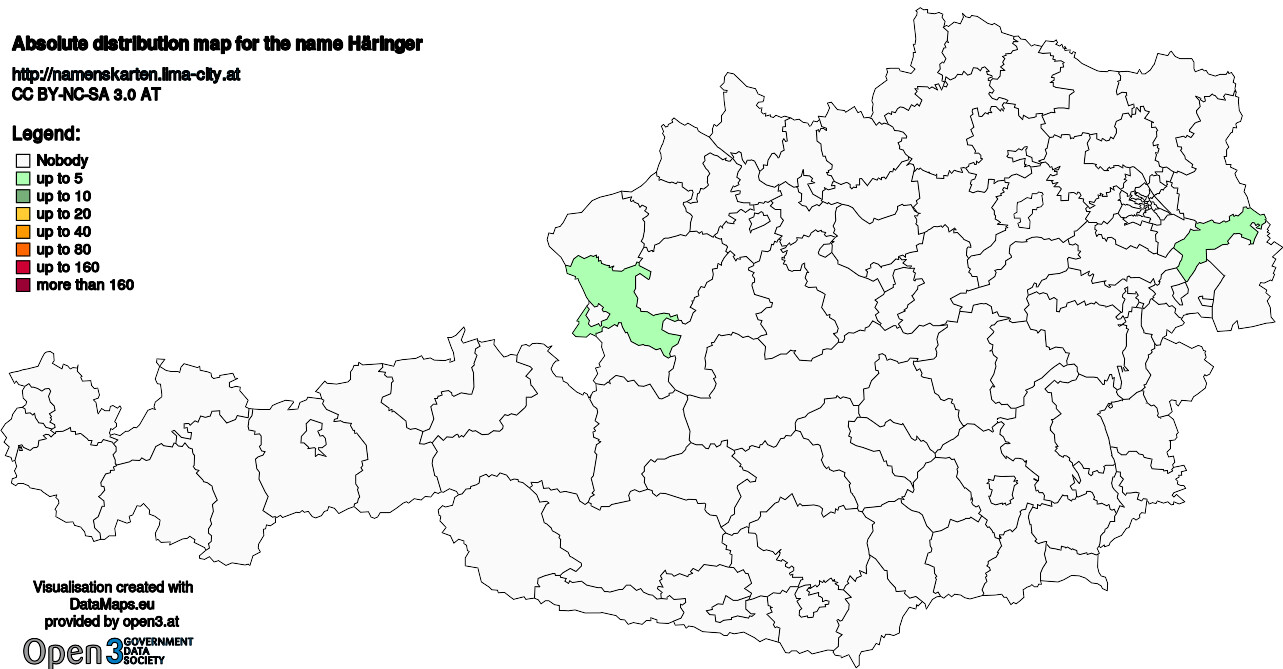 Absolute Distribution maps for surname Häringer