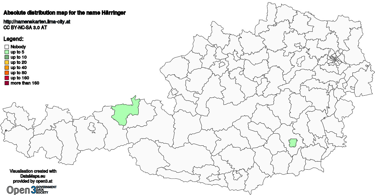 Absolute Distribution maps for surname Härringer