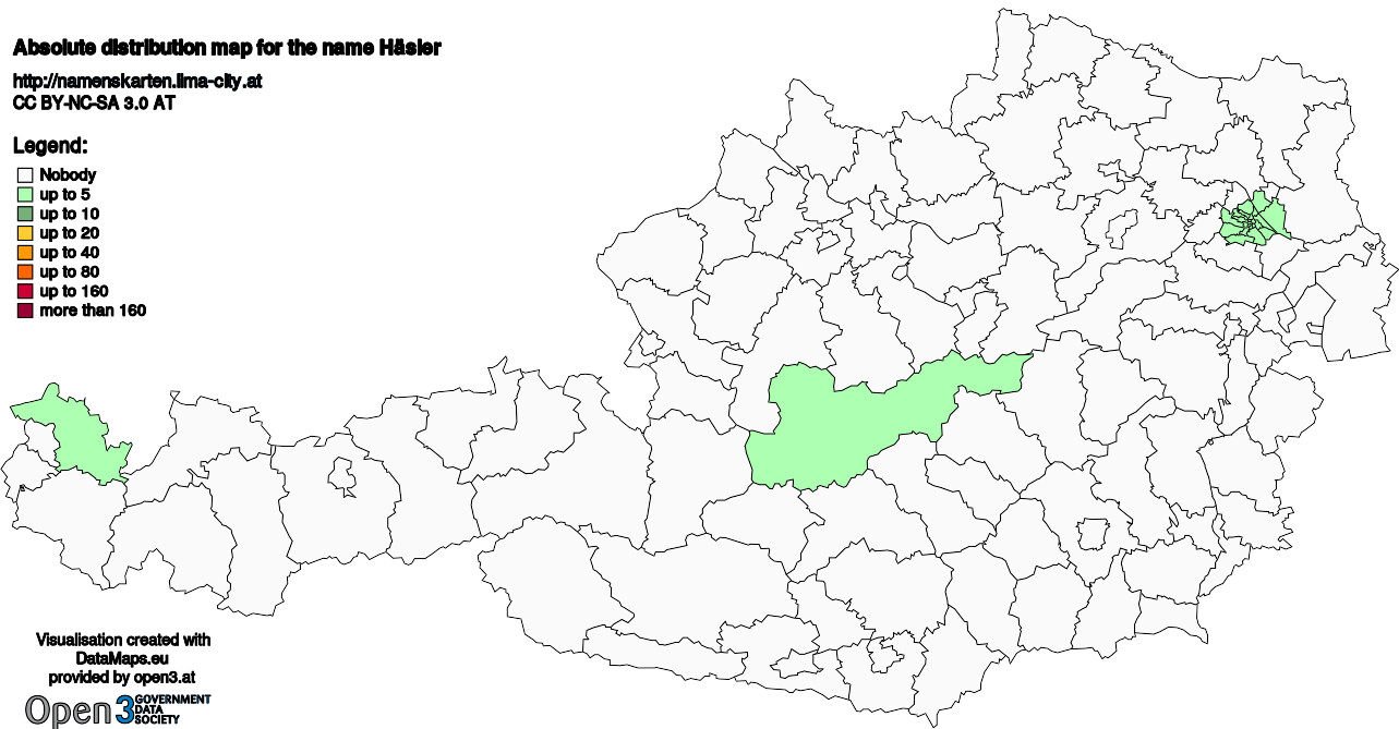 Absolute Distribution maps for surname Häsler
