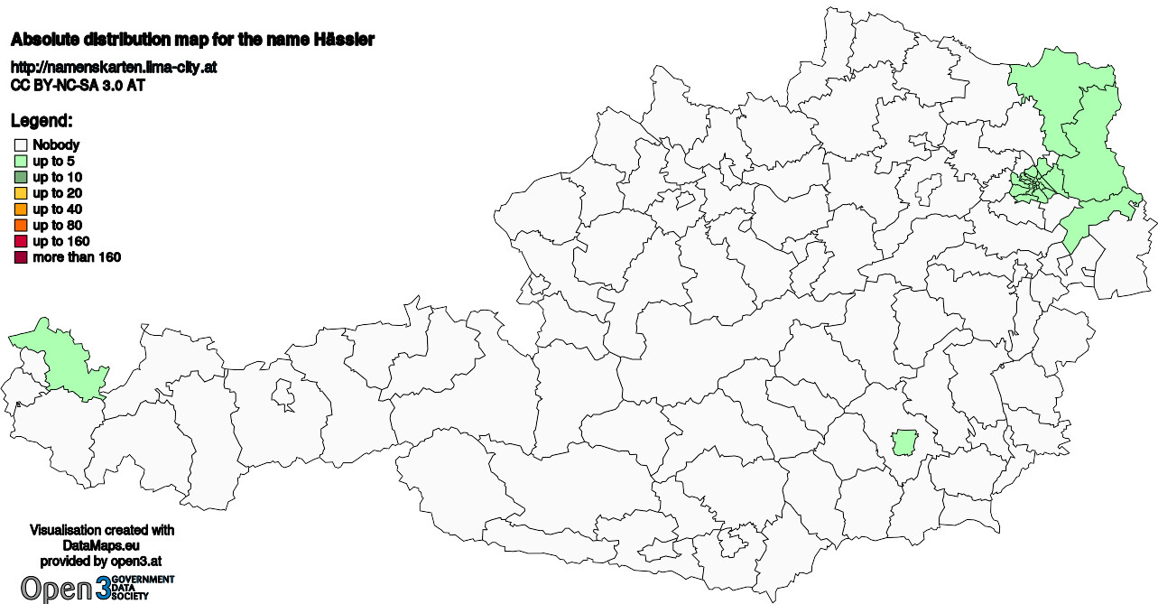 Absolute Distribution maps for surname Hässler