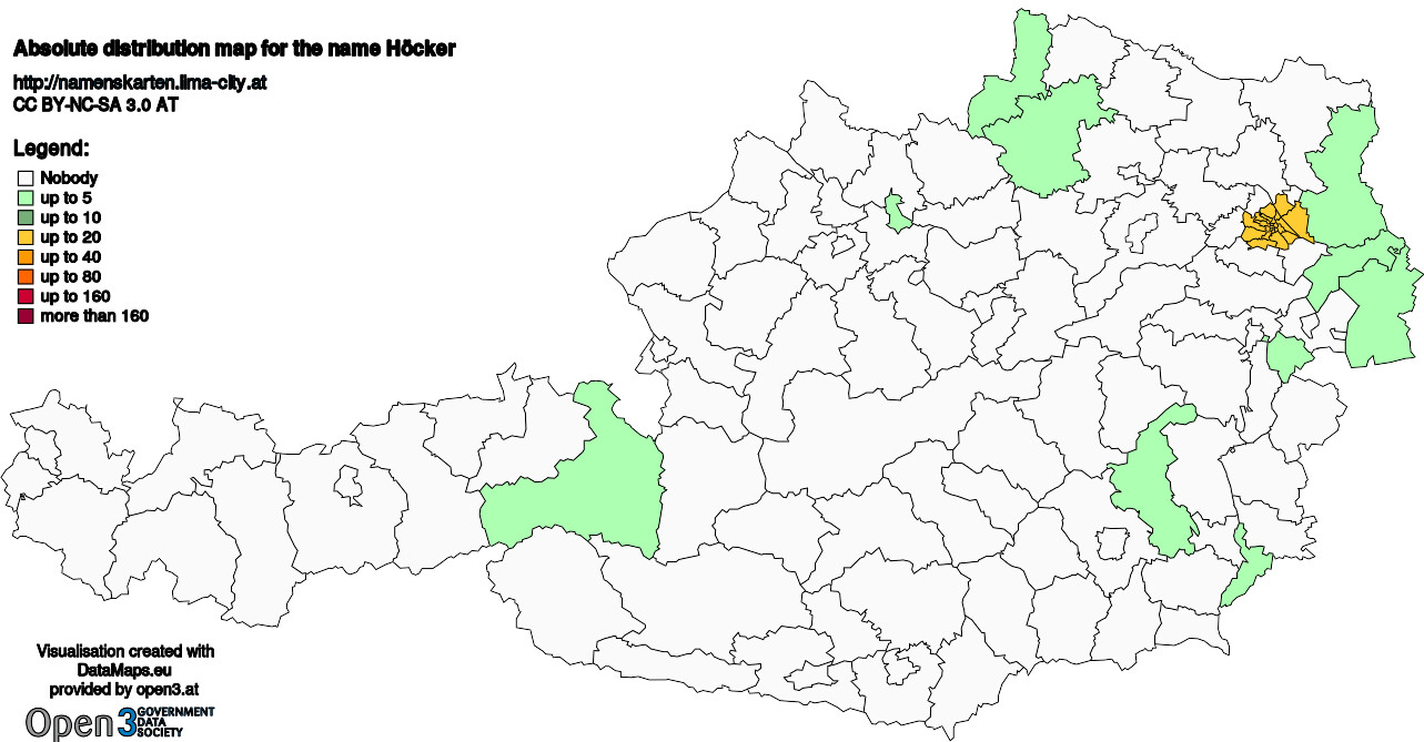 Absolute Distribution maps for surname Höcker