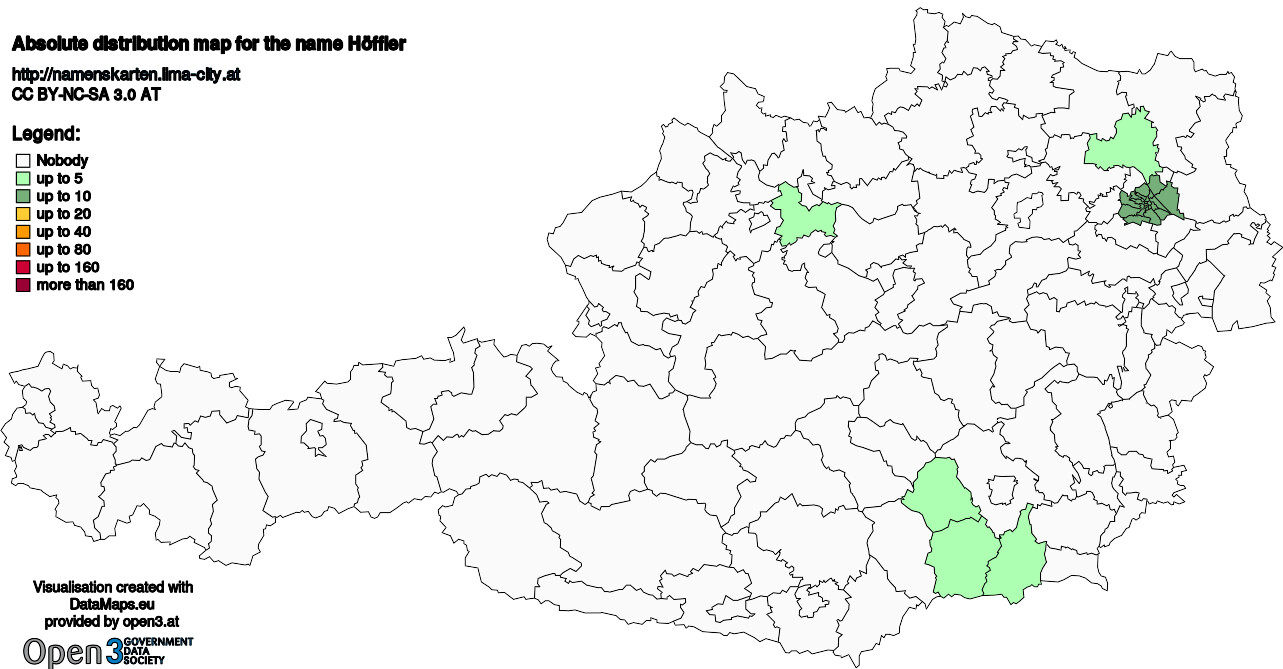 Absolute Distribution maps for surname Höffler