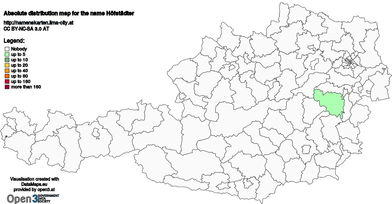 Absolute Distribution maps for surname Höfstädter