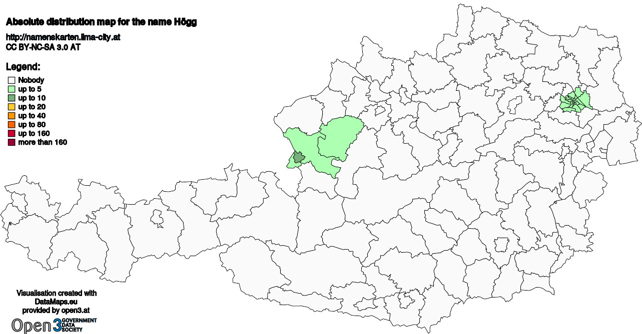 Absolute Distribution maps for surname Högg