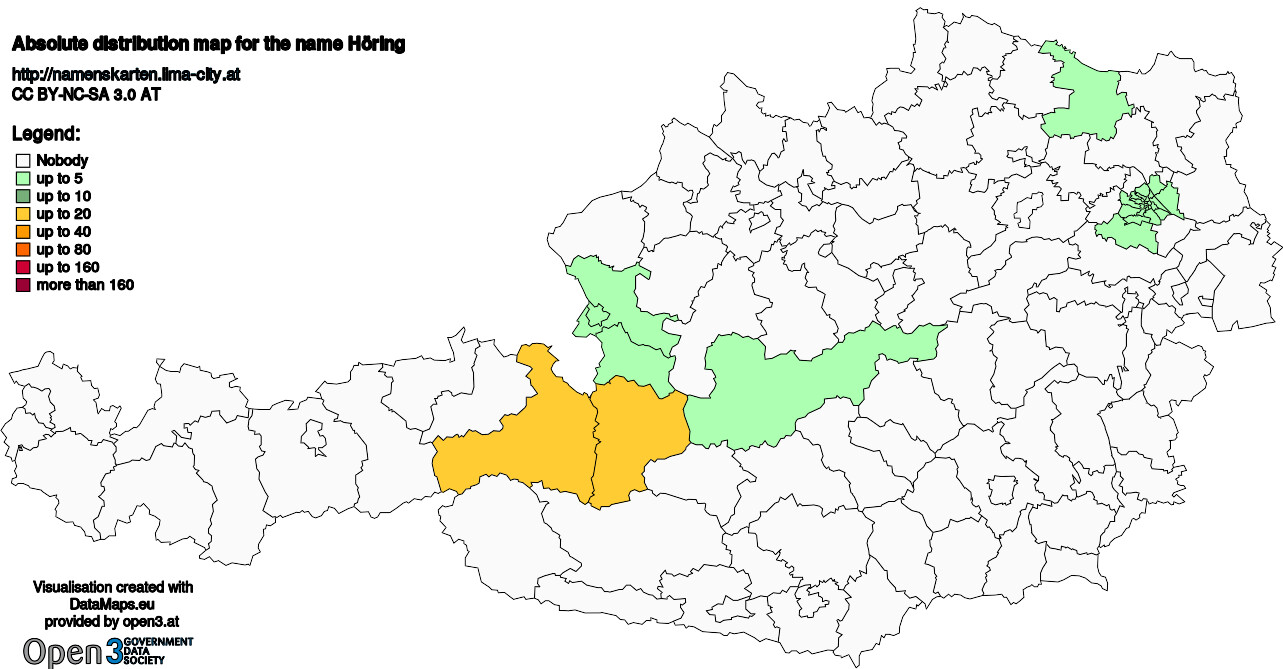 Absolute Distribution maps for surname Höring