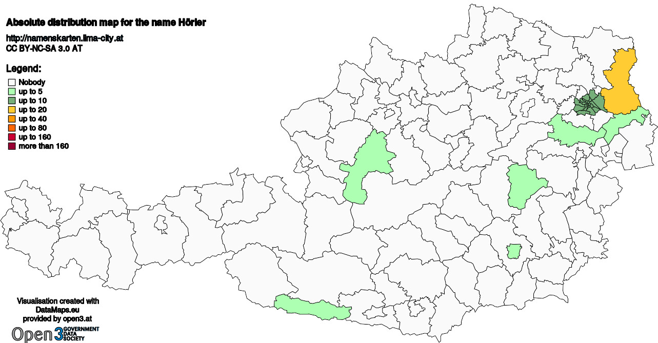 Absolute Distribution maps for surname Hörler