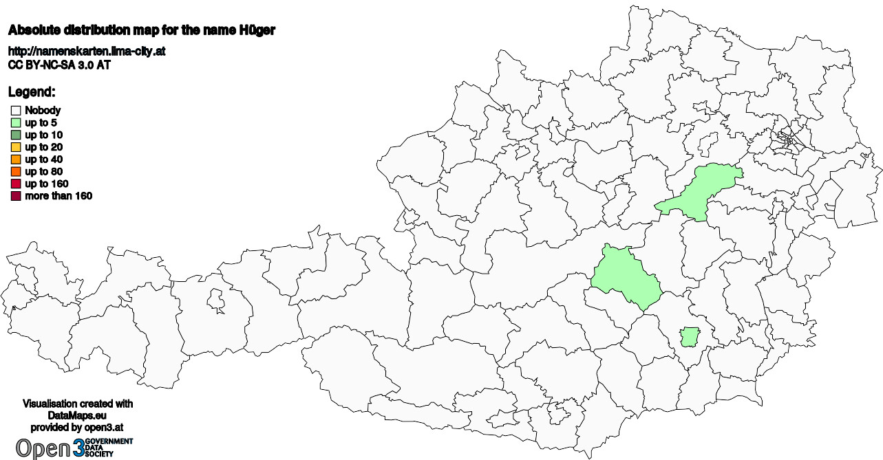 Absolute Distribution maps for surname Hüger