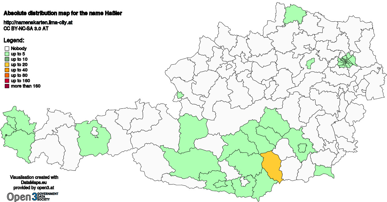 Absolute Distribution maps for surname Haßler