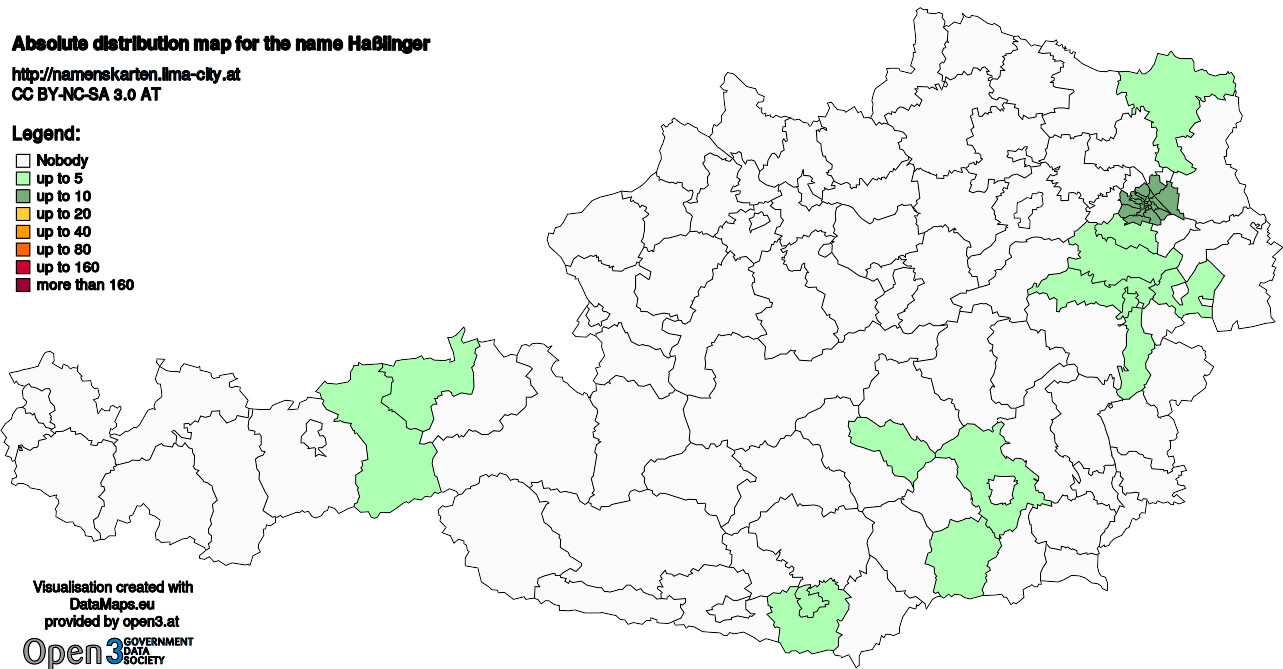 Absolute Distribution maps for surname Haßlinger