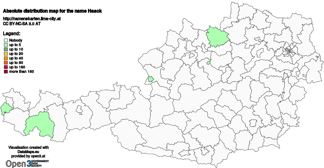 Absolute Distribution maps for surname Haack