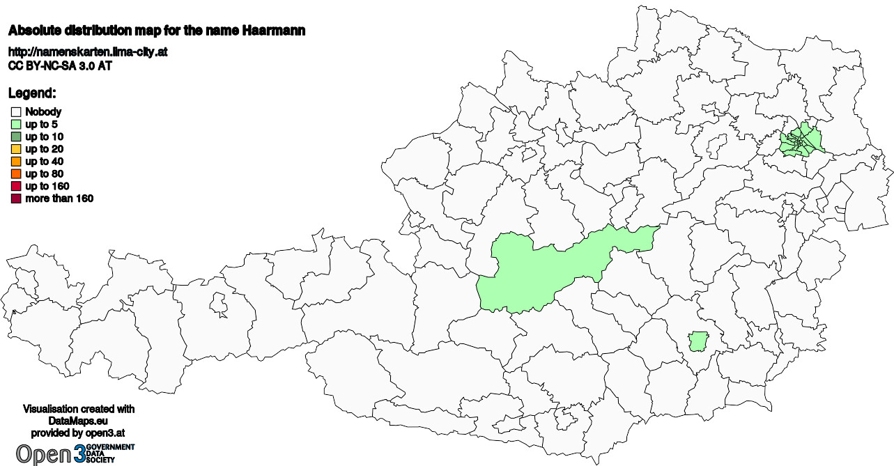 Absolute Distribution maps for surname Haarmann