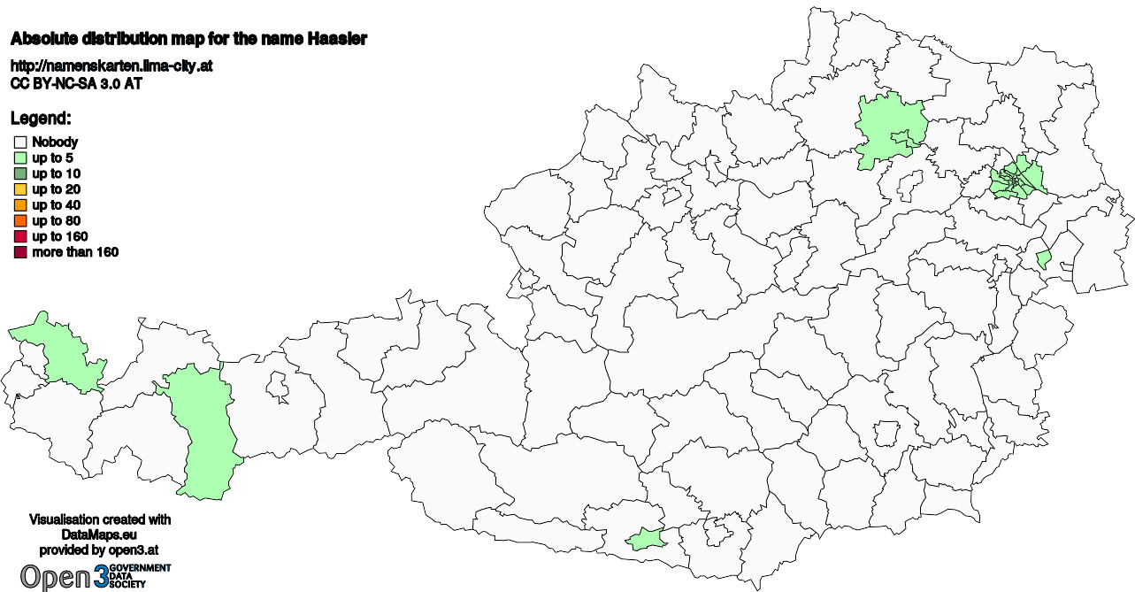 Absolute Distribution maps for surname Haasler